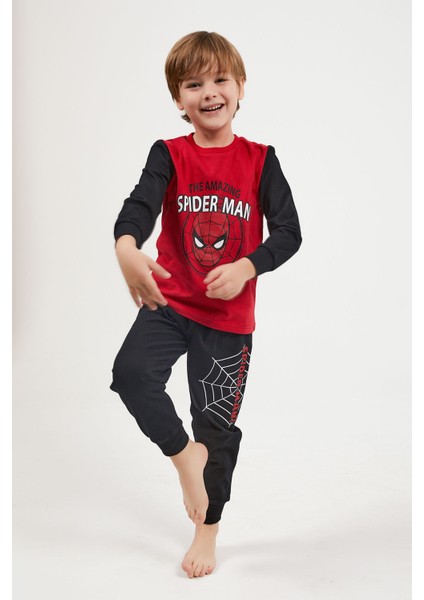 Spider Man The Amazing Kırmızı Erkek Çocuk Uzun Kol Pijama Takım