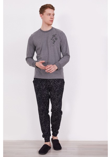 Honeycomb Antramelanj Erkek Uzun Kol Pijama Takım