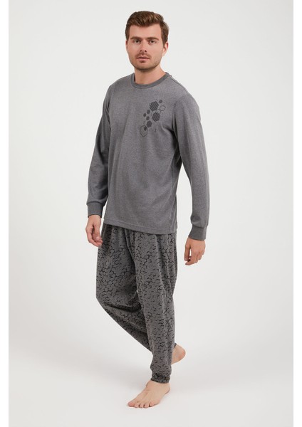 Honeycomb Antramelanj Erkek Uzun Kol Pijama Takım