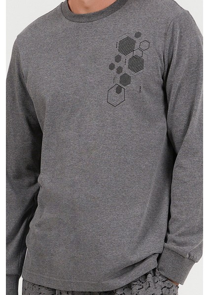 Honeycomb Antramelanj Erkek Uzun Kol Pijama Takım