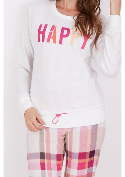 Happy Krem Kadın Uzun Kol Pijama Takım fırsatları