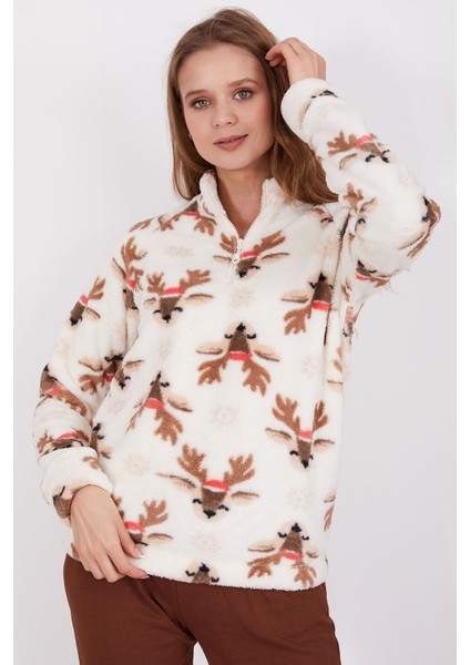 Deer Krem Kadın Uzun Kol Pijama Takım fiyatları