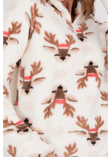 Deer Krem Kadın Uzun Kol Pijama Takım fırsatları