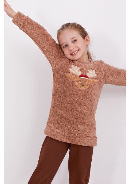 Deer Kahverengi Kız Çocuk Uzun Kol Pijama Takım fiyatları