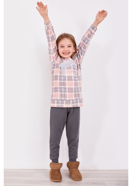 Ekoseli Pudra Kız Çocuk Uzun Kol Pijama Takım fiyatları