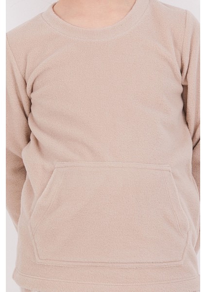 Ekoseli Kanguru Cepli Kahverengi Kız Çocuk Uzun Kol Pijama Takım fırsatları