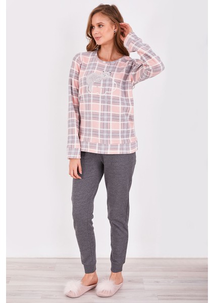 Ekoseli Pudra Kadın Uzun Kol Pijama Takım fiyatları