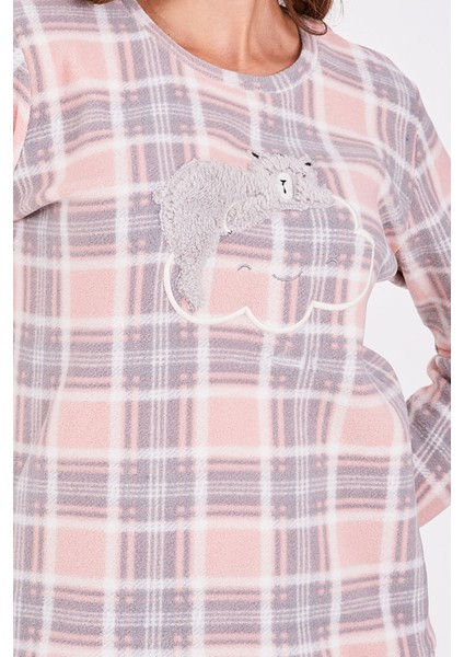 Ekoseli Pudra Kadın Uzun Kol Pijama Takım fırsatları