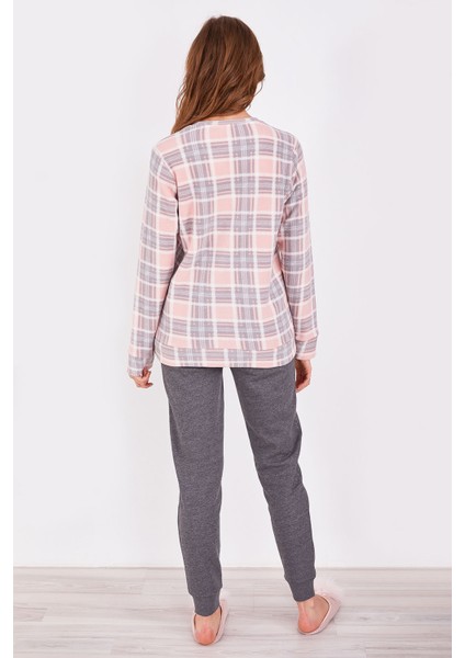 Ekoseli Pudra Kadın Uzun Kol Pijama Takım indirimleri
