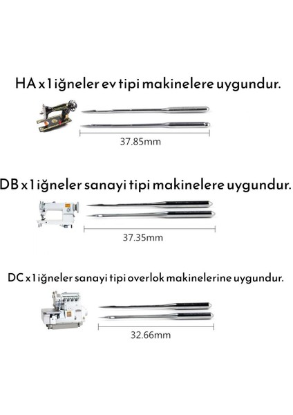 40 Adet DB (ince dip) Sanayi Tipi Dikiş Makinesi Iğne Seti (11-14-16-18 Numaralar) fırsatları