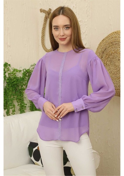 Atletli Dantel Detaylı Bluz 1759-LILA 36 fiyatları