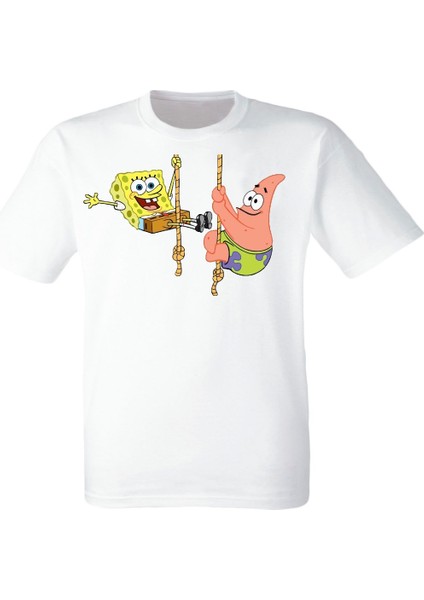 Sünger Bob Baskılı Beyaz Tişört