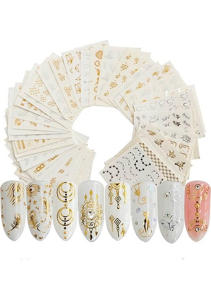 90 Pcs Altın Gümüş Sıcak Su Tırnak Etiketi (Yurt Dışından)
