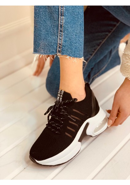 Siyah Triko (Veni) Kadın Sneakers