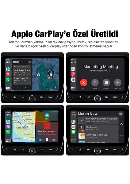 Polham Araç Içi Iphone Cihazlar Için Kablosuz Apple Car Play Adaptörü, Wireless Carplay Çevirici