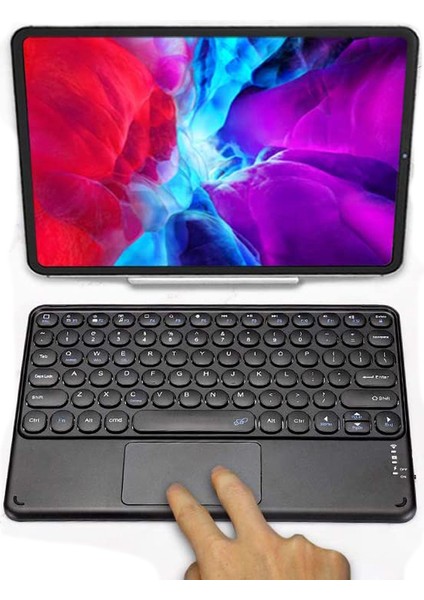Tablet ve Telefonlar Için Şarjlı Touchpadli Yuvarlak Tuş Bluetooth Klavye - AL2769 Su Yeşili
