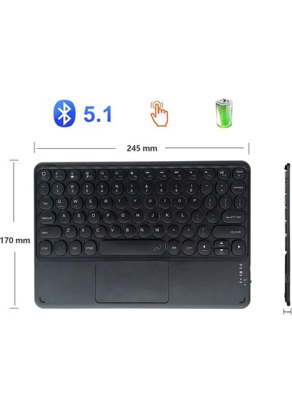 Tablet ve Telefonlar Için Şarjlı Touchpadli Yuvarlak Tuş Bluetooth Klavye - AL2769 Su Yeşili