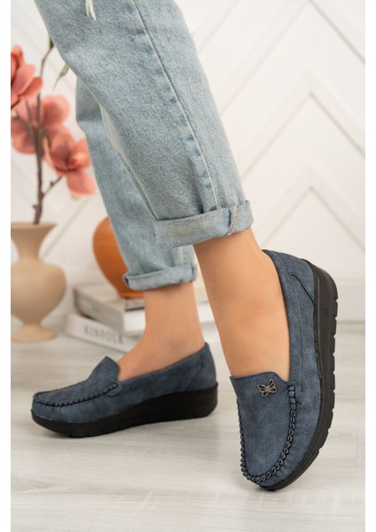 Dolgu Taban Ped Lacivert Kot Kadın Ayakkabı fiyatları