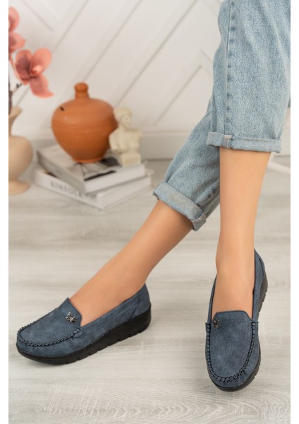 Dolgu Taban Ped Lacivert Kot Kadın Ayakkabı modelleri