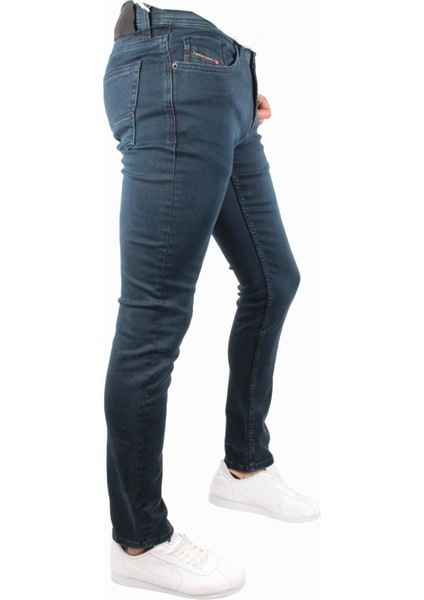 Likralı Koyu Renk Rahat Kalıp Erkek Örme Kot Pantolon fiyatları