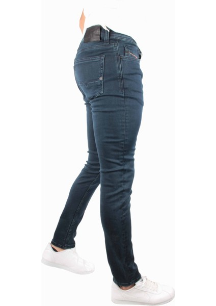 Likralı Koyu Renk Rahat Kalıp Erkek Örme Kot Pantolon modelleri