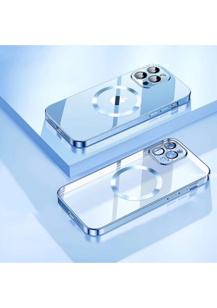 Apple iPhone 12 Pro Max Uyumlu Kılıf Kamera Korumalı Metalik Parlak Renkli Magsafe Wireless Şarj Case