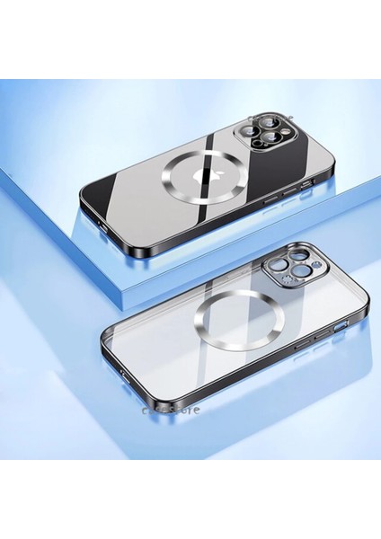 Apple iPhone 12 Uyumlu Kılıf Kamera Korumalı Metalik Parlak Renkli Magsafe Wireless Şarj Case