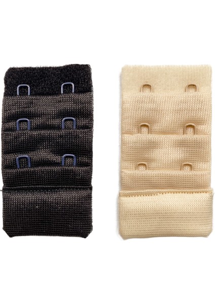 2 Adet Agraf Sütyen Uzatma Kopçası 3 Sıra / 2 Kanca Siyah Ten