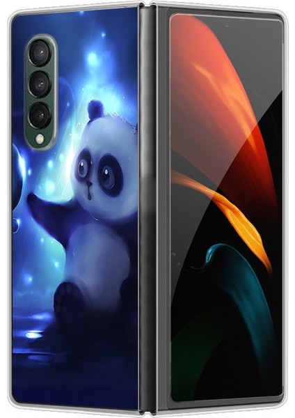 Samsung Galaxy Z Fold 4 Için Panda Desenli Sert Pc Koruma Kapaklı Telefon Kılıfı