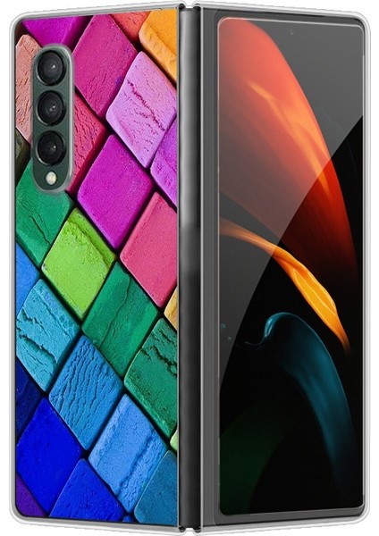 Samsung Galaxy Z Fold 4 Için Kare Desenli Sert Pc Koruma Kapaklı Telefon Kılıfı(Yurt Dışından)
