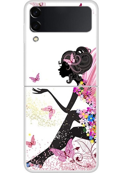 Samsung Galaxy Z Flip 4 Için Kelebek Melek Desenli Sert Pc Koruma Kapaklı Telefon Kılıfı(Yurt Dışından)