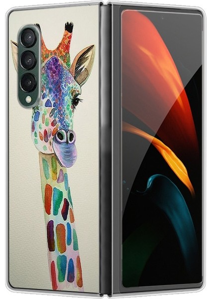 Samsung Galaxy Z Fold 4 Için Zürafa Desenli Sert Pc Koruma Kapaklı Telefon Kılıfı