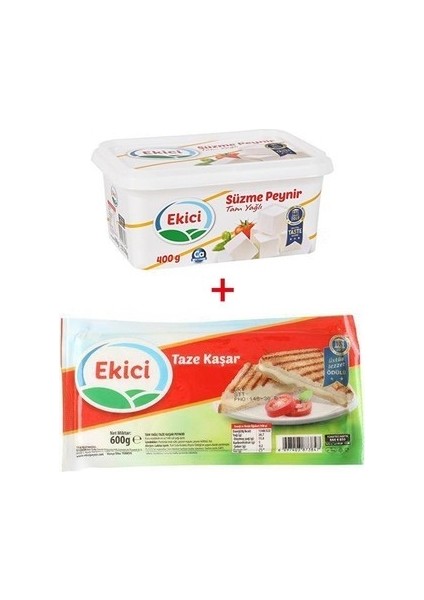 Taze Kaşar Peyniri 600 gr + Ekici Süzme Peynir 400 gr 2'li Lezzet Paketi
