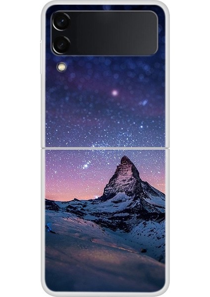 Samsung Galaxy Z Flip 4 Boyalı Yıldız Desenli Sert Pc Koruma Telefon Kılıfı Kapağı