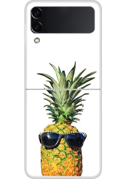 Samsung Galaxy Z Flip 4 Için Ananas Desenli Sert Pc Koruma Kapaklı Telefon Kılıfı