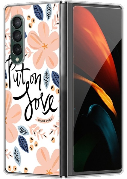 Samsung Galaxy Z Fold 4 Için Çiçek Desenli Sert Pc Koruma Kapaklı Telefon Kılıfı