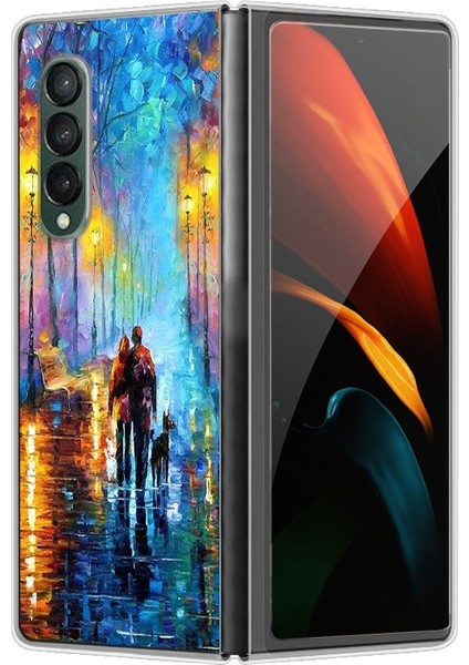 Samsung Galaxy Z Fold 4 Için Sevgililer Desenli Sert Pc Koruma Kapaklı Telefon Kılıfı