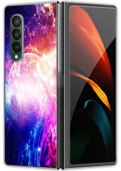 Samsung Galaxy Z Fold 4 Boyalı Mars Gezegeni Desenli Sert Pc Koruma Telefon Kılıfı Kapağı