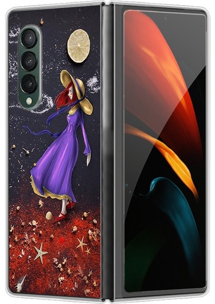 Samsung Galaxy Z Fold 4 Için Kumsal Desenli Sert Pc Koruma Kapaklı Telefon Kılıfı