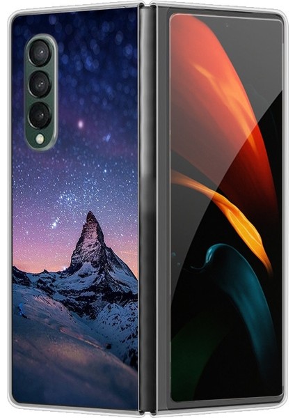 Samsung Galaxy Z Fold 4 Boyalı Yıldız Desenli Sert Pc Koruma Telefon Kılıfı Kapağı