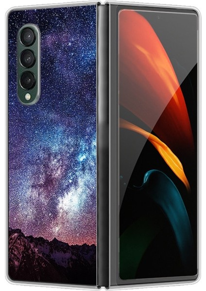 Samsung Galaxy Z Fold 4 Boyalı Gypsophila Desenli Sert Pc Koruma Telefon Kılıfı Kapağı