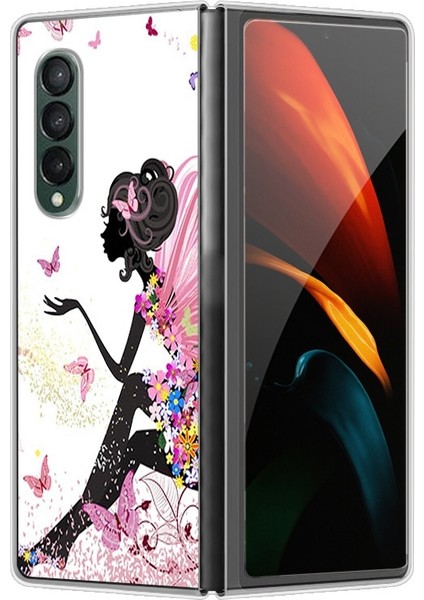 Samsung Galaxy Z Fold 4 Için Kelebek Melek Desenli Sert Pc Koruma Kapaklı Telefon Kılıfı