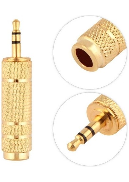 3.5 mm Erkek-6.3 mm Dişi Stereo Çevirici Gold Adaptör