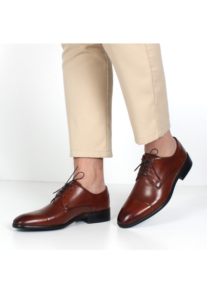Erkek Taba Bağcıklı Deri Klasik Ayakkabı