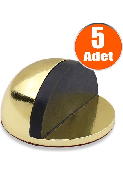 5 Adet Yarımay Yapışkanlı Kapı Kolu Stoperi Tamponu Metal Kapı Stopu Durdurucu Tutucu Tutacağı Gold Altın