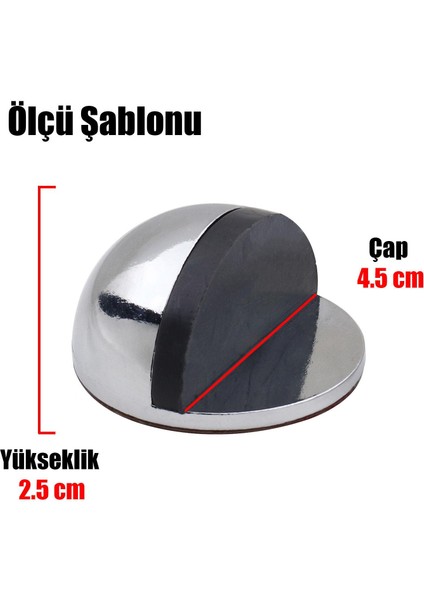 Yarımay Yapışkanlı Kapı Kolu Stoperi Tamponu Metal Durdurucu Tutucu Tutacağı Parlak Krom 5 Adet