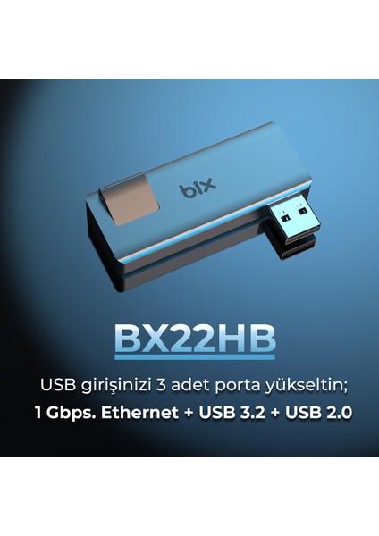 BX22HB Usb'den 2 Bağlantı Noktalı Ethernet USB 3.2 Hub