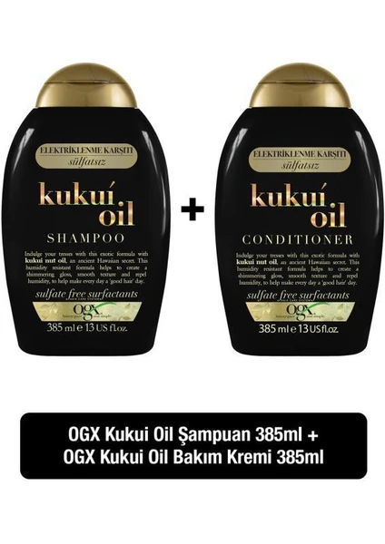 OGX Kukui Oil Sülfatsız Şampuan 385 Ml+ Sülfatsız Bakım Kremi 385 ml