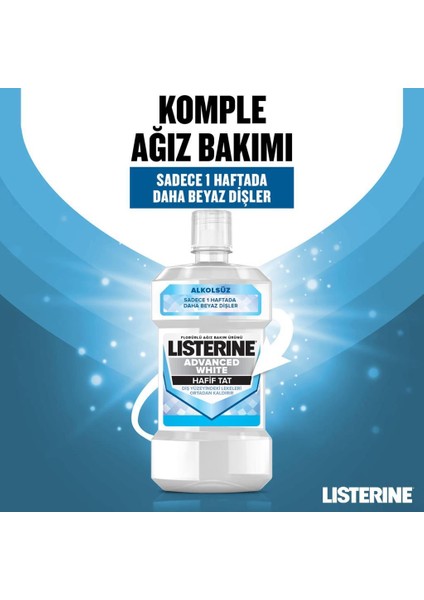 Advanced White Hafif Tat Alkolsüz Ağız Bakım Suyu 500 ml + 250 ml Hediyeli Set