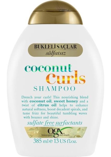 OGX Bukleli Saçlar için Nemlendirici Coconut Curls Sülfatsız Şampuan 385 ml